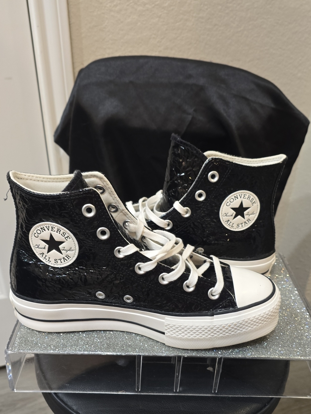 Conversechuck Taylor All Star Lift Platform Crinkled Leather High Top Sneakers - Picture 10 of 14